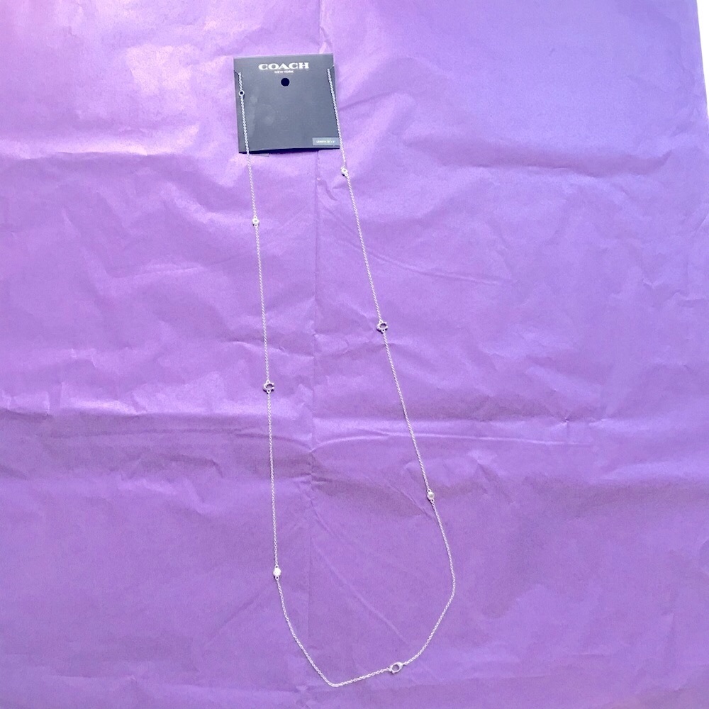 Coach Chain Long Necklace (F37670) Silver
